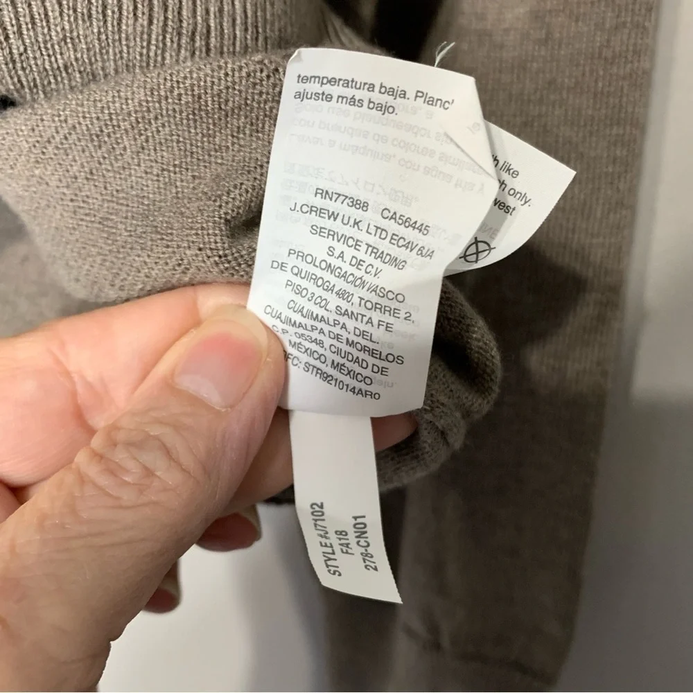 J.CREW Mercantile NWT merino Wool Blend brn grey 1/4 Zip pullover sweater Size M